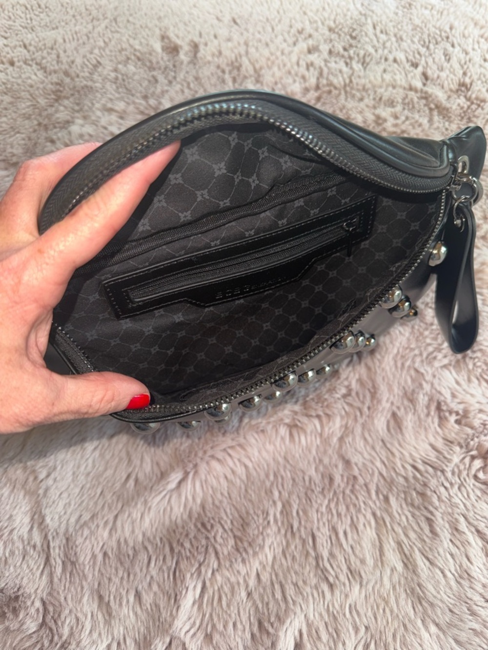 BCBG Black Studded Crossbody Belt Bag - Picture 3 of 6